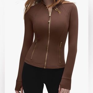 SUUKSESS Cropped Zip Up Workout Jacket Chocolate Brown Size Small